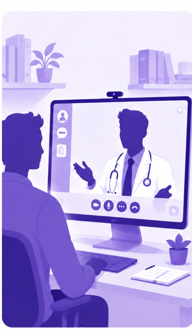 Board-certified clinician ready for a telehealth visit